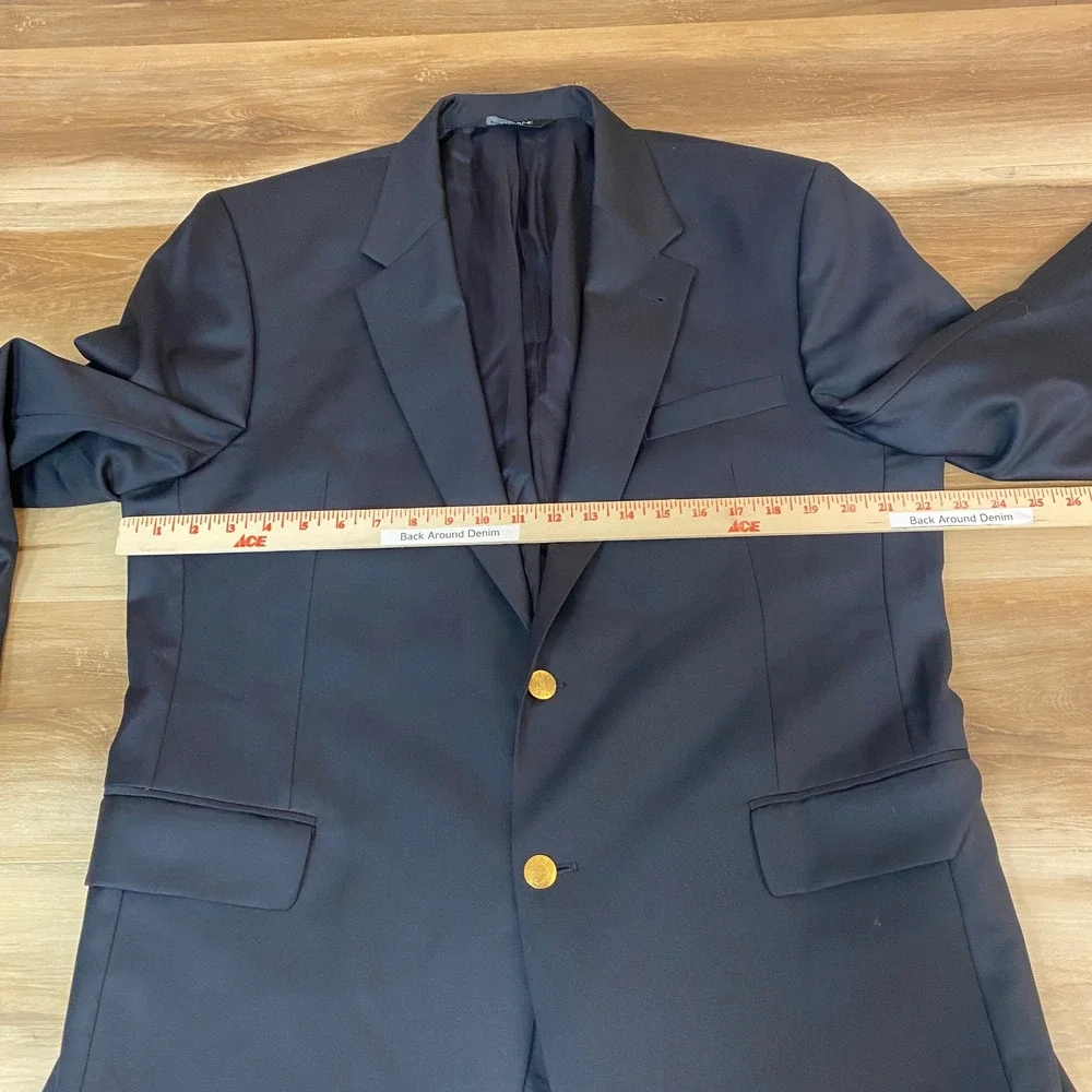 Jos A. Bank Signature Collection Blazer Mens 43R Navy Blue Wool 2 Gold Buttons